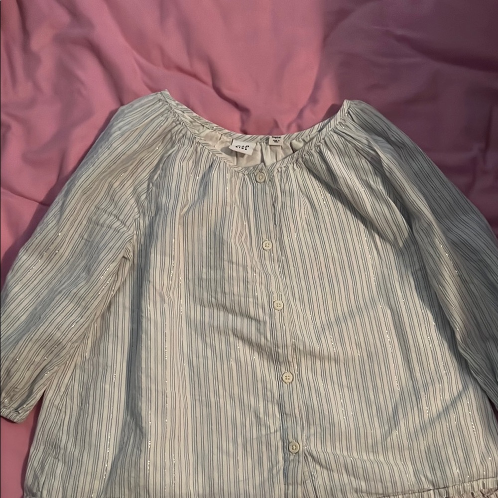 GAP Blue and White Striped Peasant Blouse